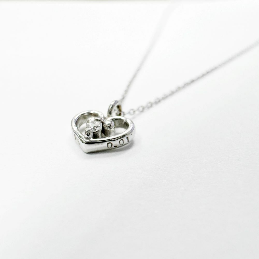 【me.luxe】K10白K愛心鑽石鍊