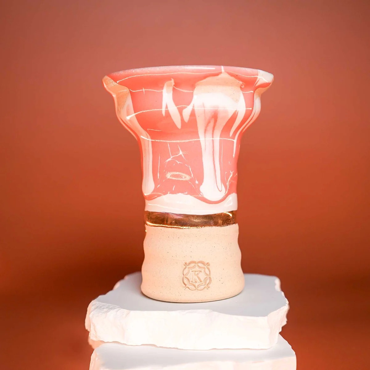 Alpaca + Kaloud Hookah Bowl (Pink & White 18K Gold Band)