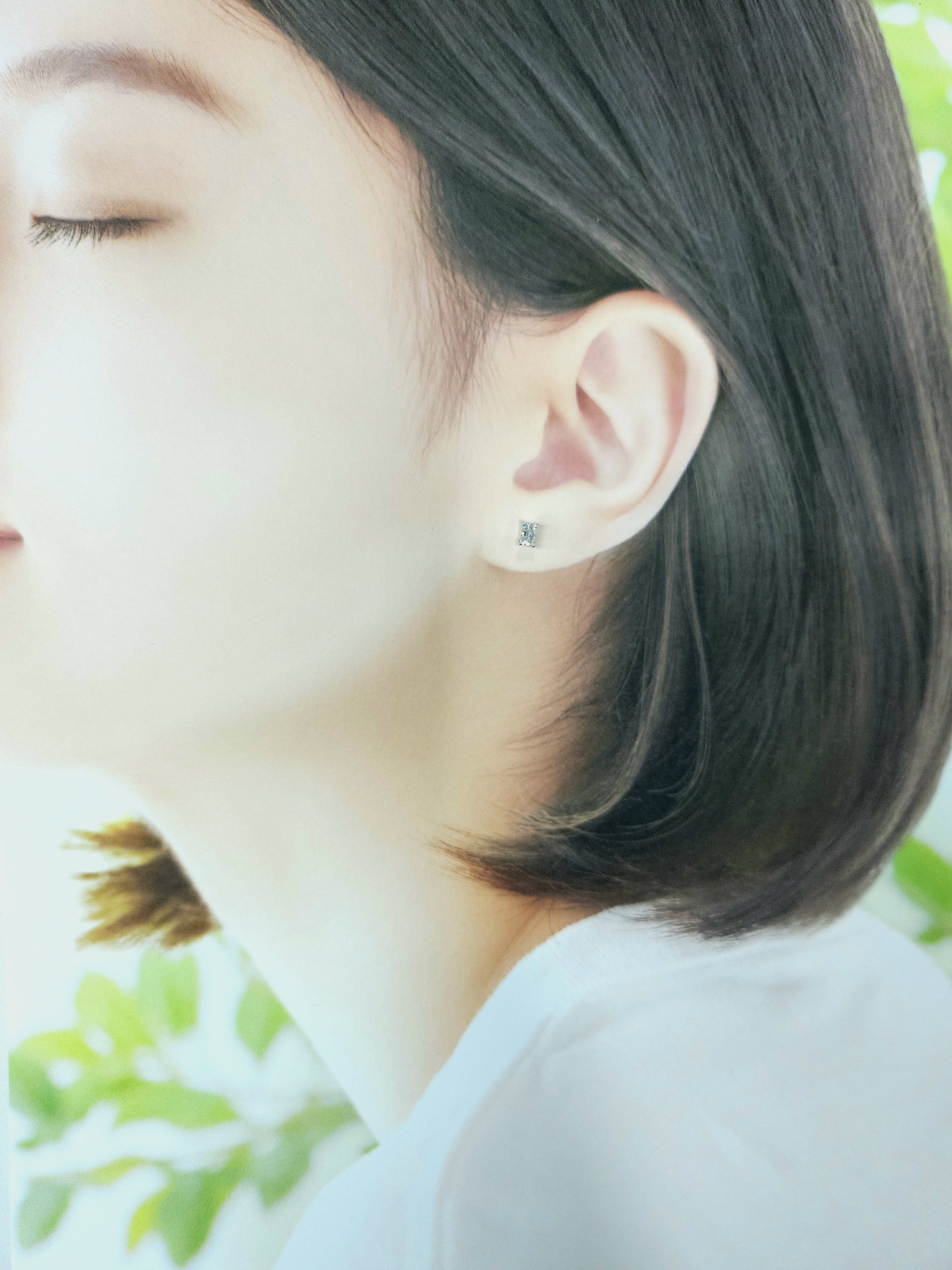 全新18K白金【主石36份方形鑽石】耳環