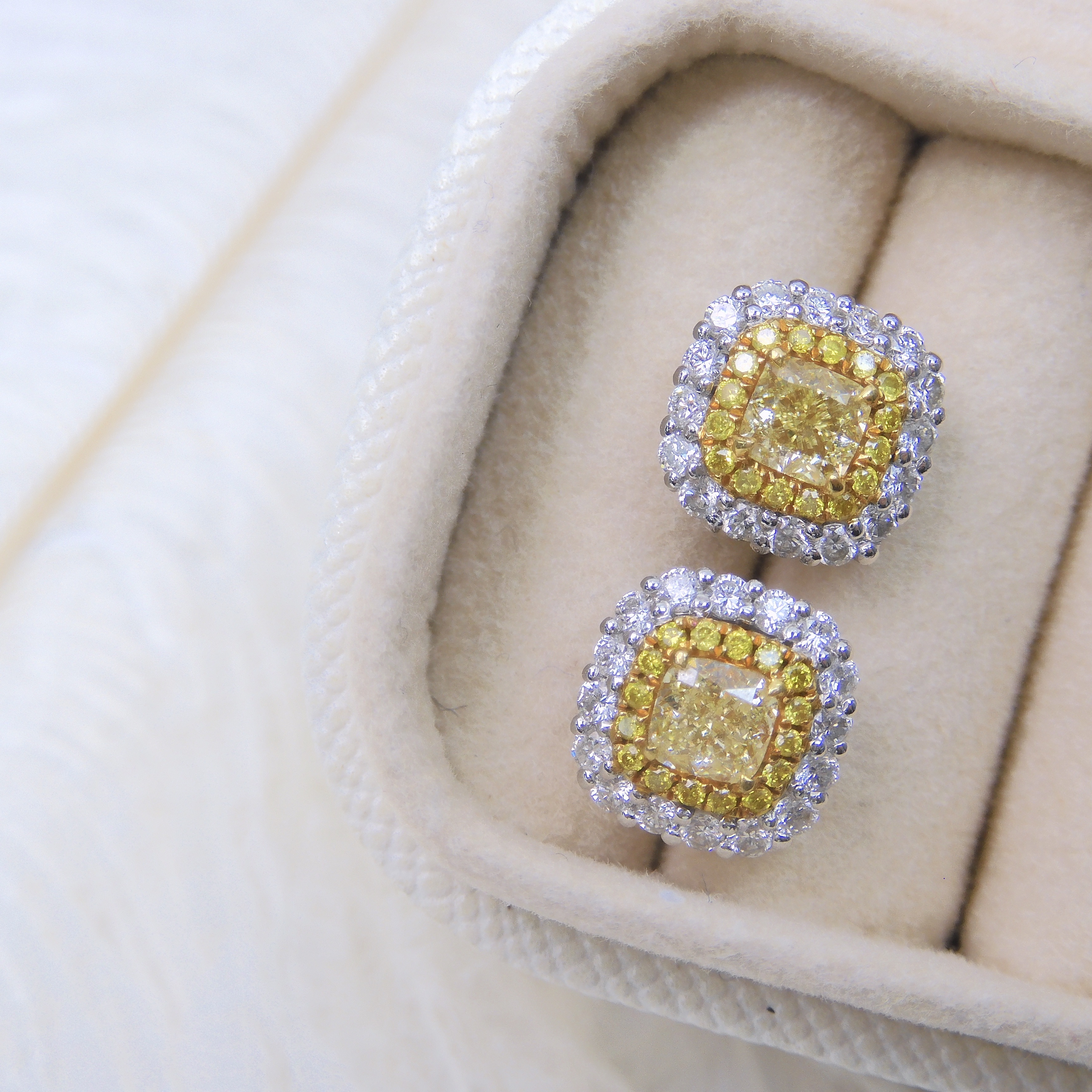 18K金 0.72ct 黃鑽耳釘