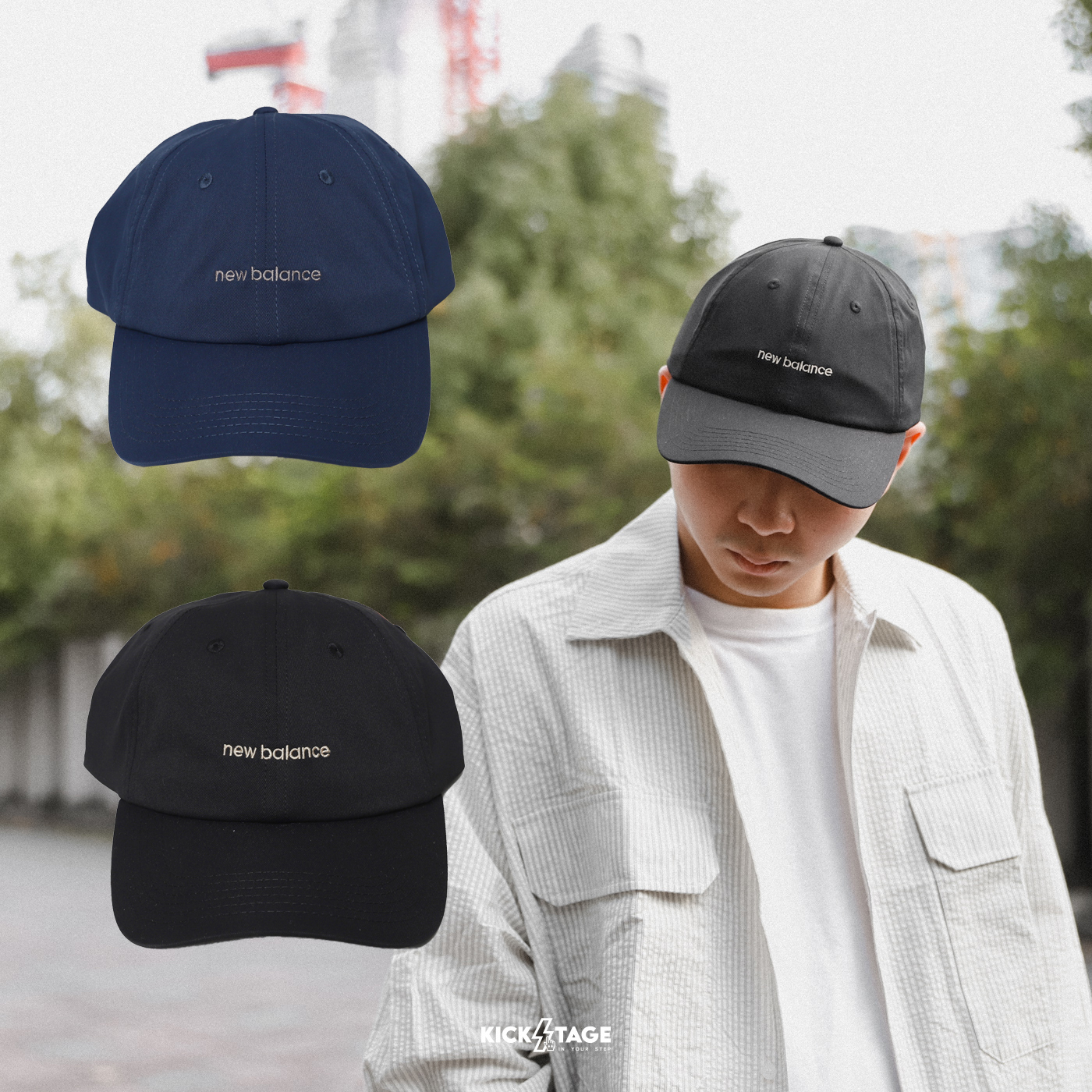 NEW BALANCE CAP 黑色 牛仔藍 刺繡LOGO 復古 棒球帽 老帽【LAH21100】