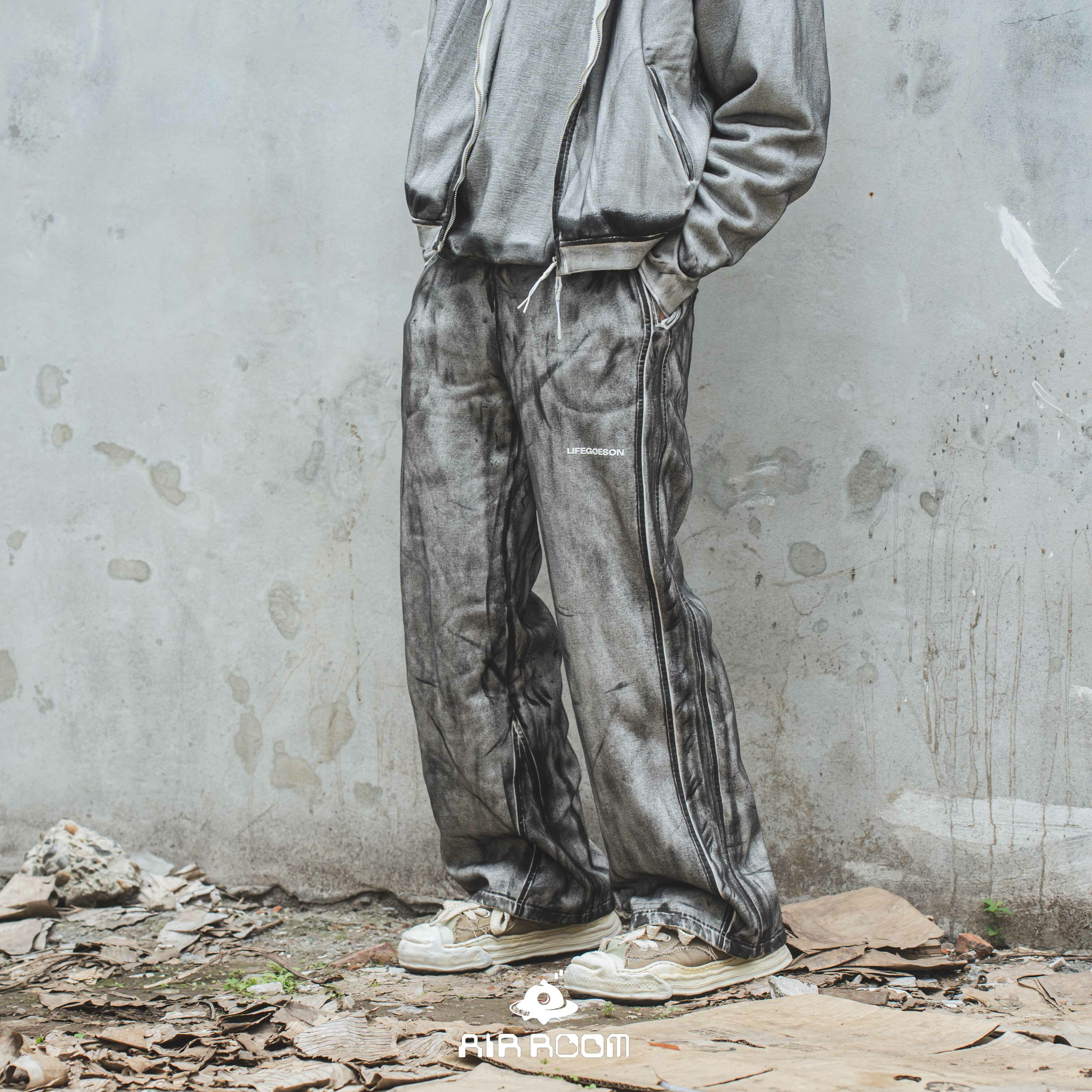 LIFEGOESON WASHED DYED STRAIGHT TROUSERS 水洗染色 闊腿 長褲