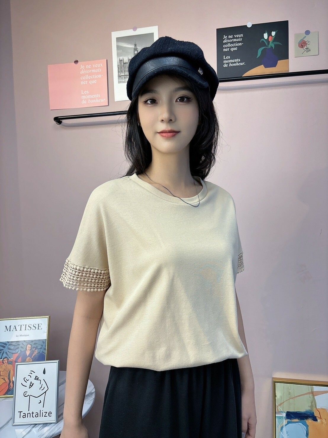 圈圈緹花繡上衣(杏)