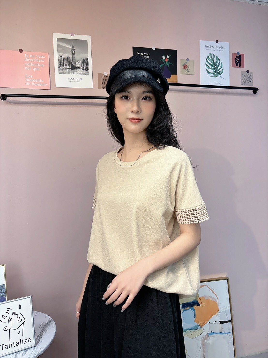 圈圈緹花繡上衣(杏)