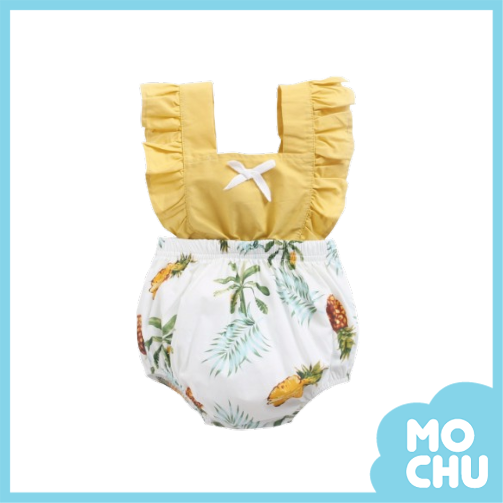 鳳梨蝴蝶結拼色包屁衣(二色）