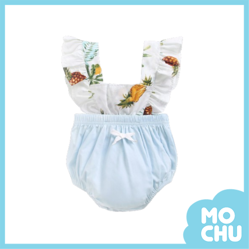 鳳梨蝴蝶結拼色包屁衣(二色）