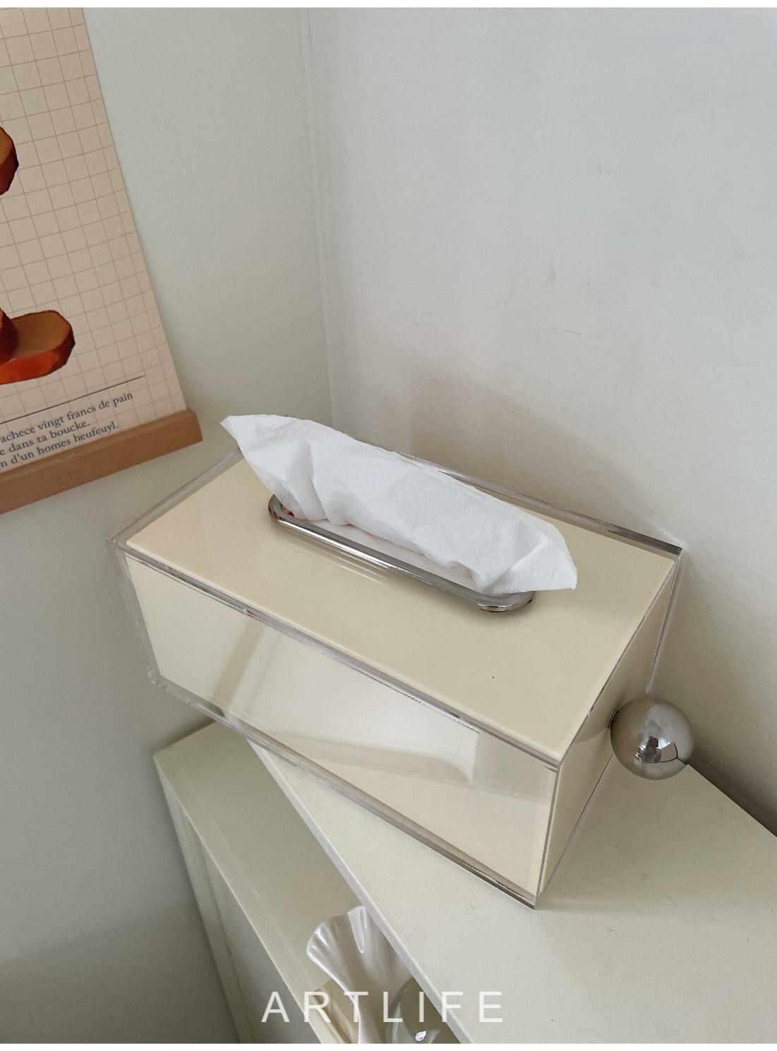 奶油系 壓克力紙巾盒