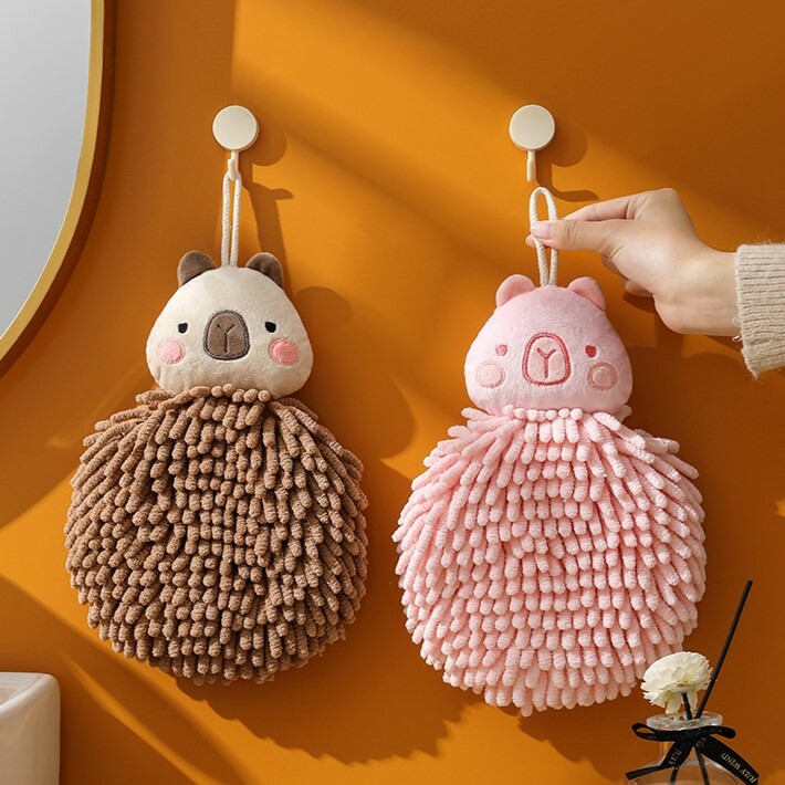 《3728》卡皮巴拉水豚掛式擦手巾((圓形))