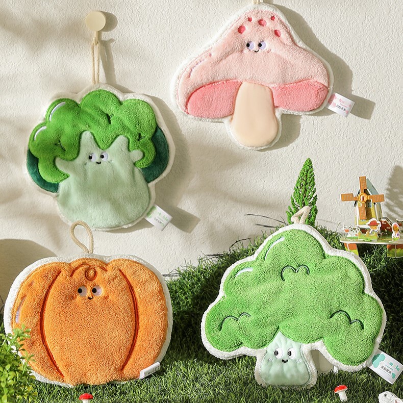 《3729》蔬菜造型珊瑚絨掛式擦手巾