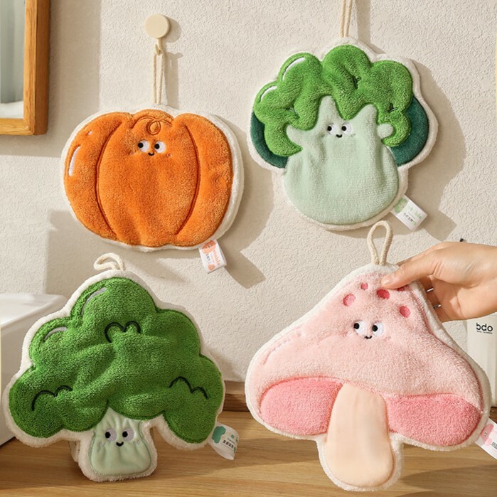 《3729》蔬菜造型珊瑚絨掛式擦手巾