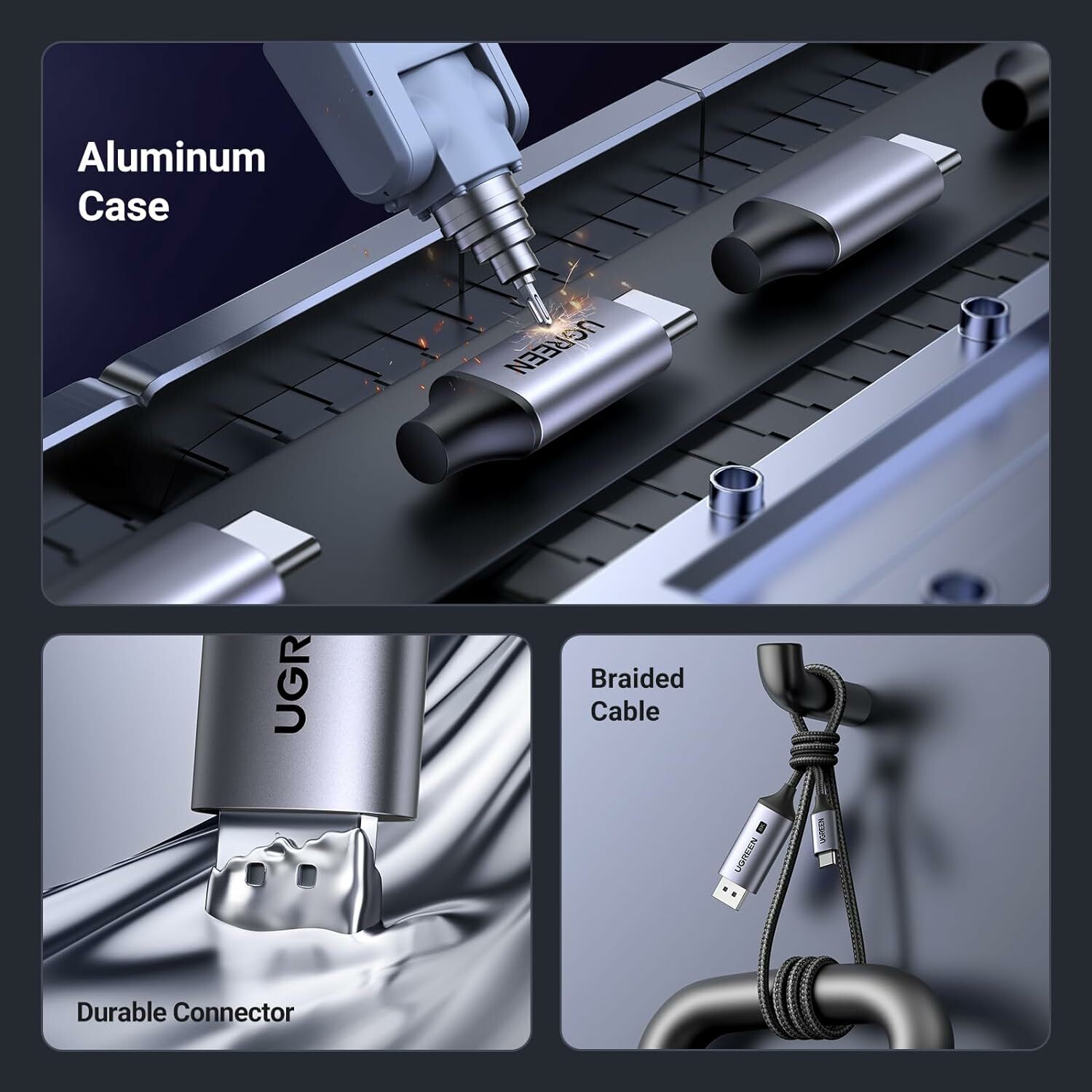 UGREEN - 25158 TYPE-C 轉 DisplayPort 8K公公連接線-2M