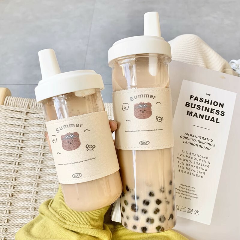 《3730》呼嚕熊/恐龍小圖珍珠吸管杯