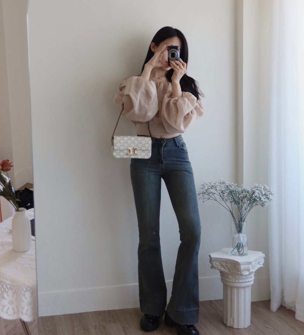 【店長推薦】DOMISS復古vintage 顯瘦刷舊牛仔喇叭褲 S-XL 牛仔褲 喇叭褲 (現+預)