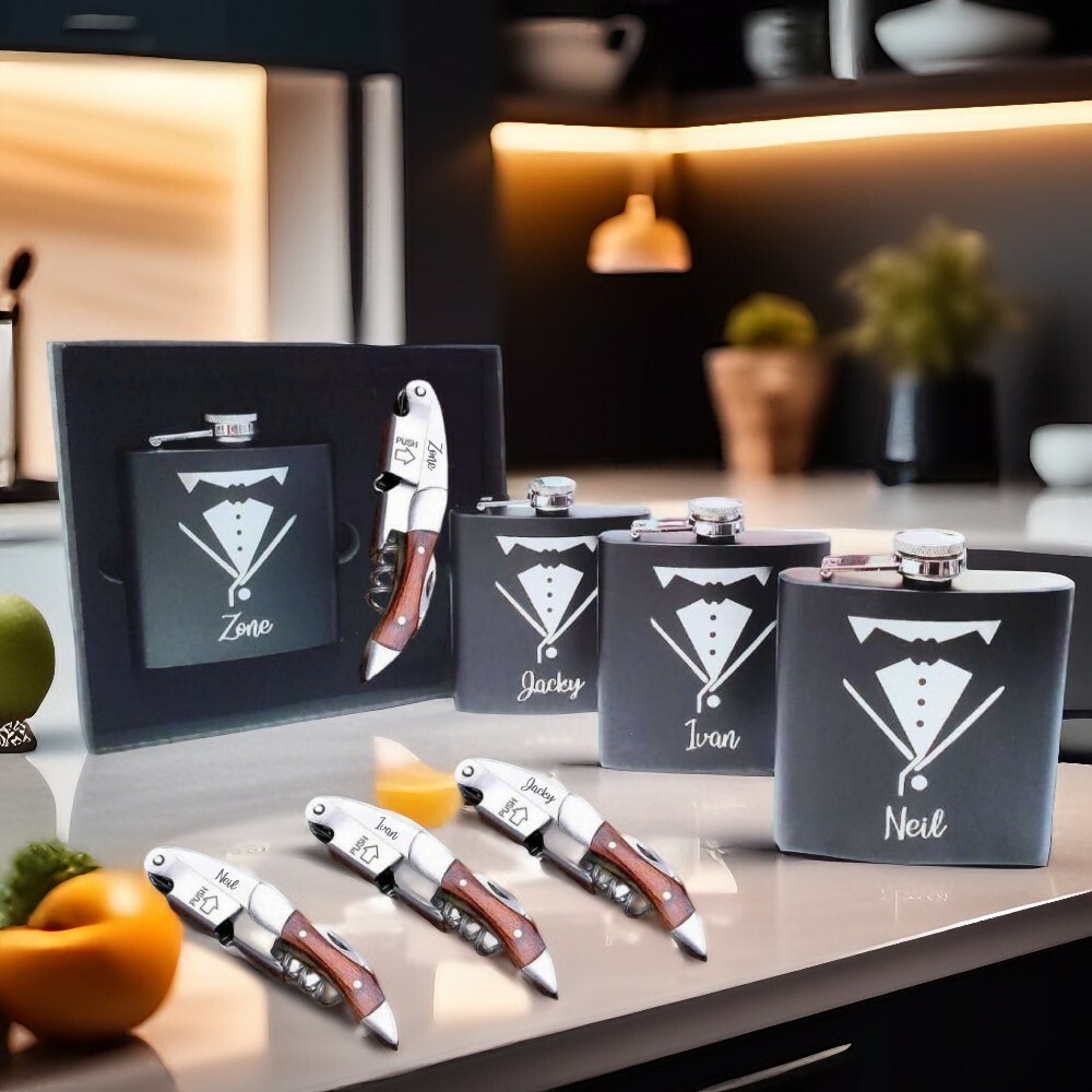 兄弟禮盒A (定製型格酒壺、開瓶器)