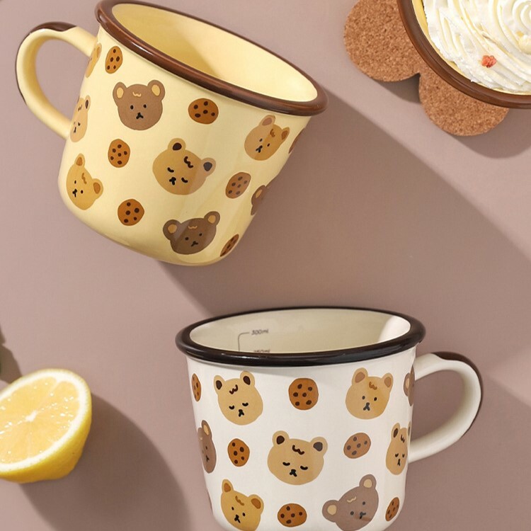 《3732》奶油黃曲奇小熊陶瓷咖啡杯/碗