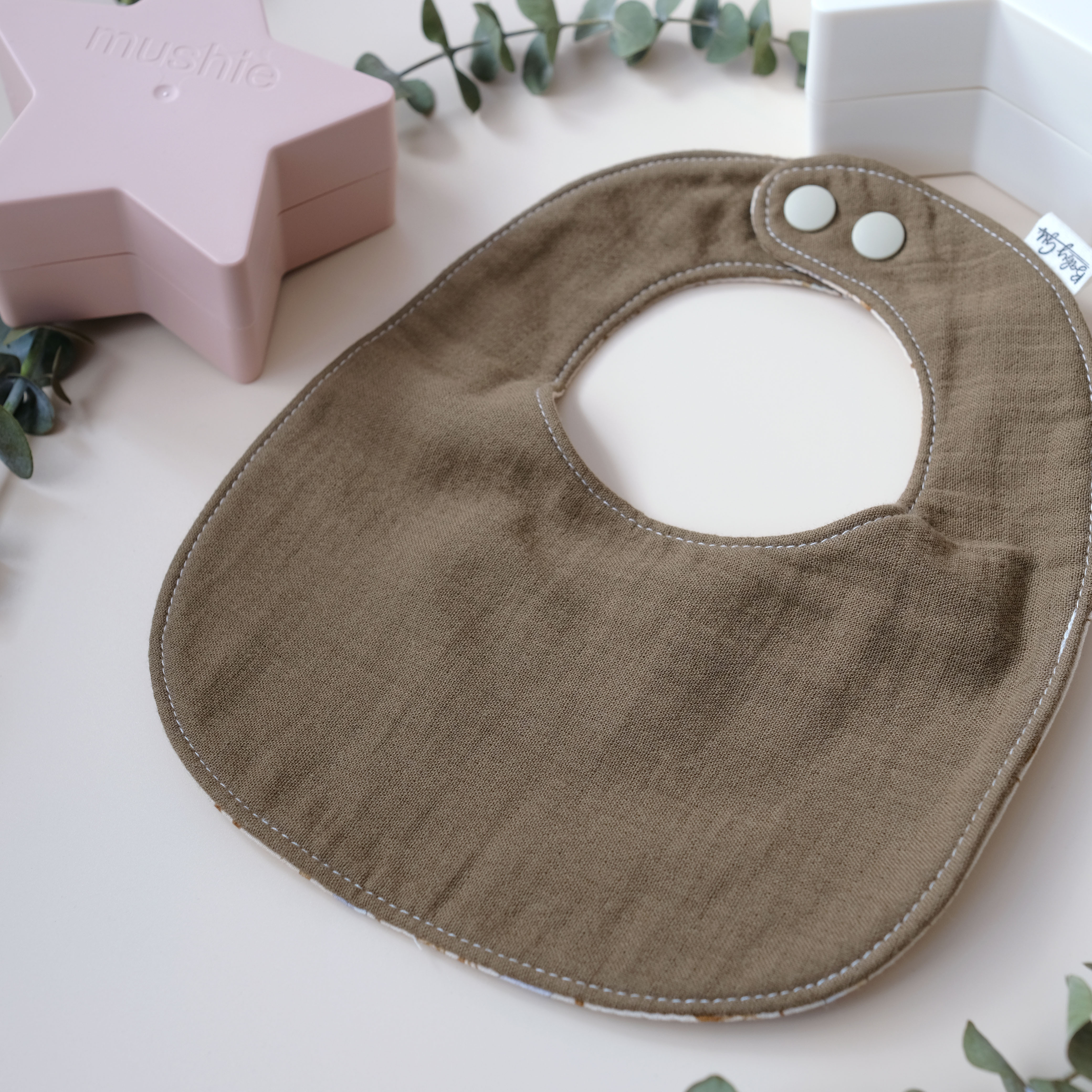 淺啡底狐狸/啡色 口水肩