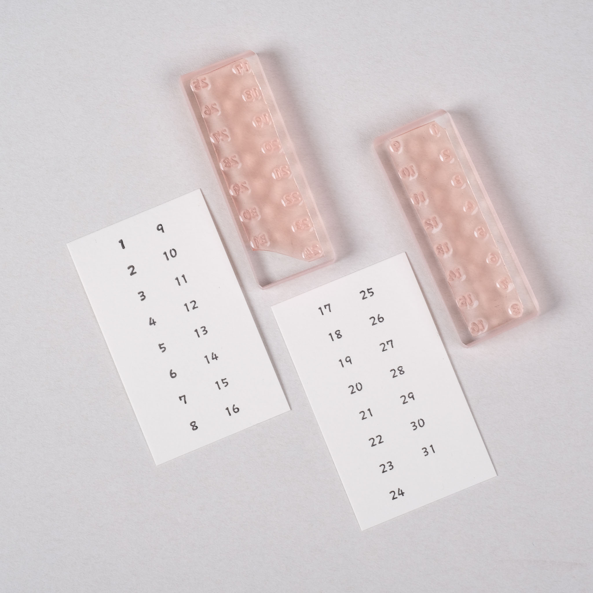 (售完絕版) 1-31 插畫體 數字棒 膠版印章 ｜一分之一工作室 臺灣