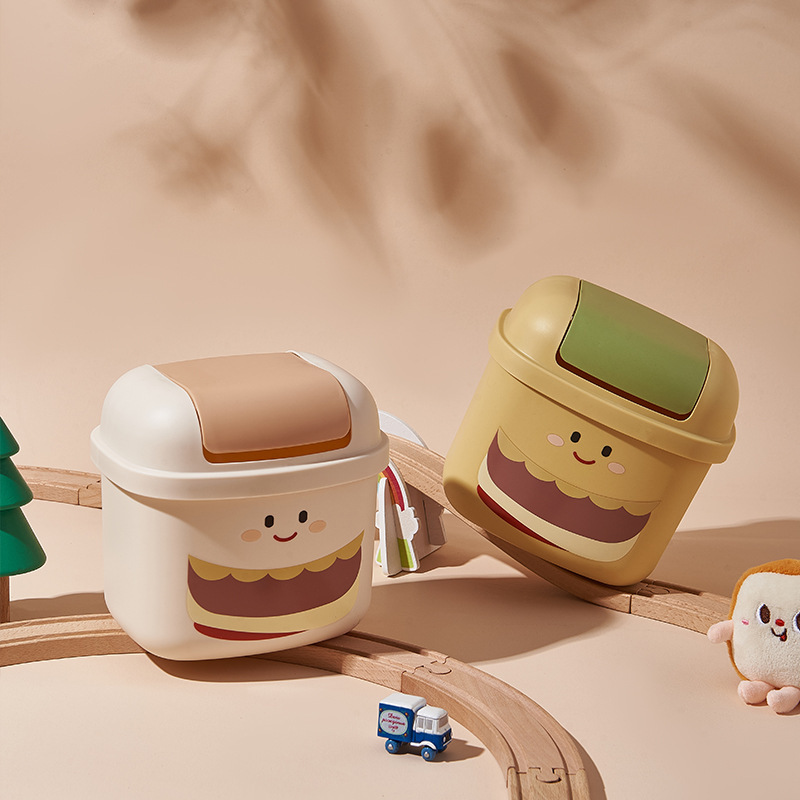 《3734》個性Q漢堡辦公室桌面垃圾桶