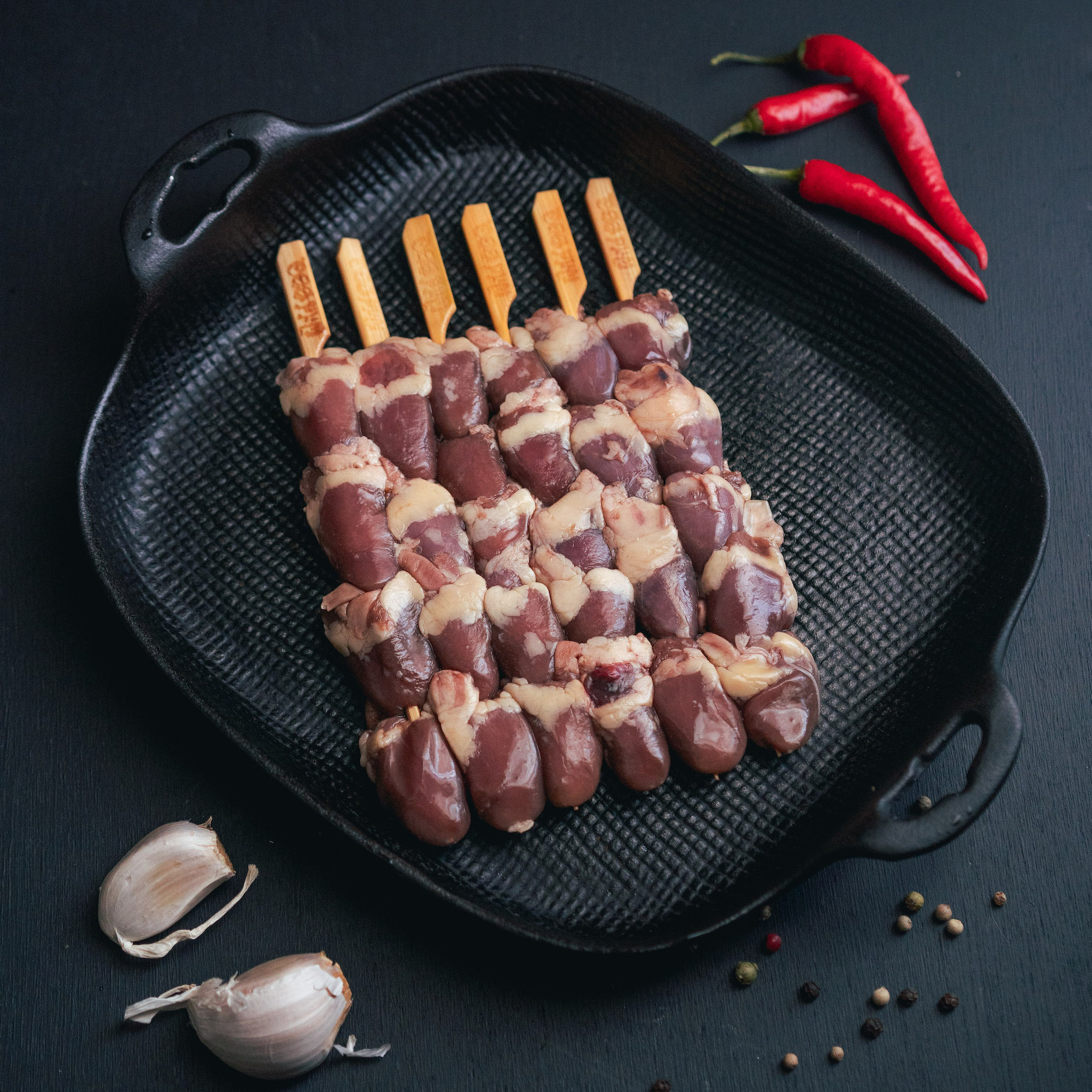 【路邊烤肉】串燒系列 : 雞心串 (6入)