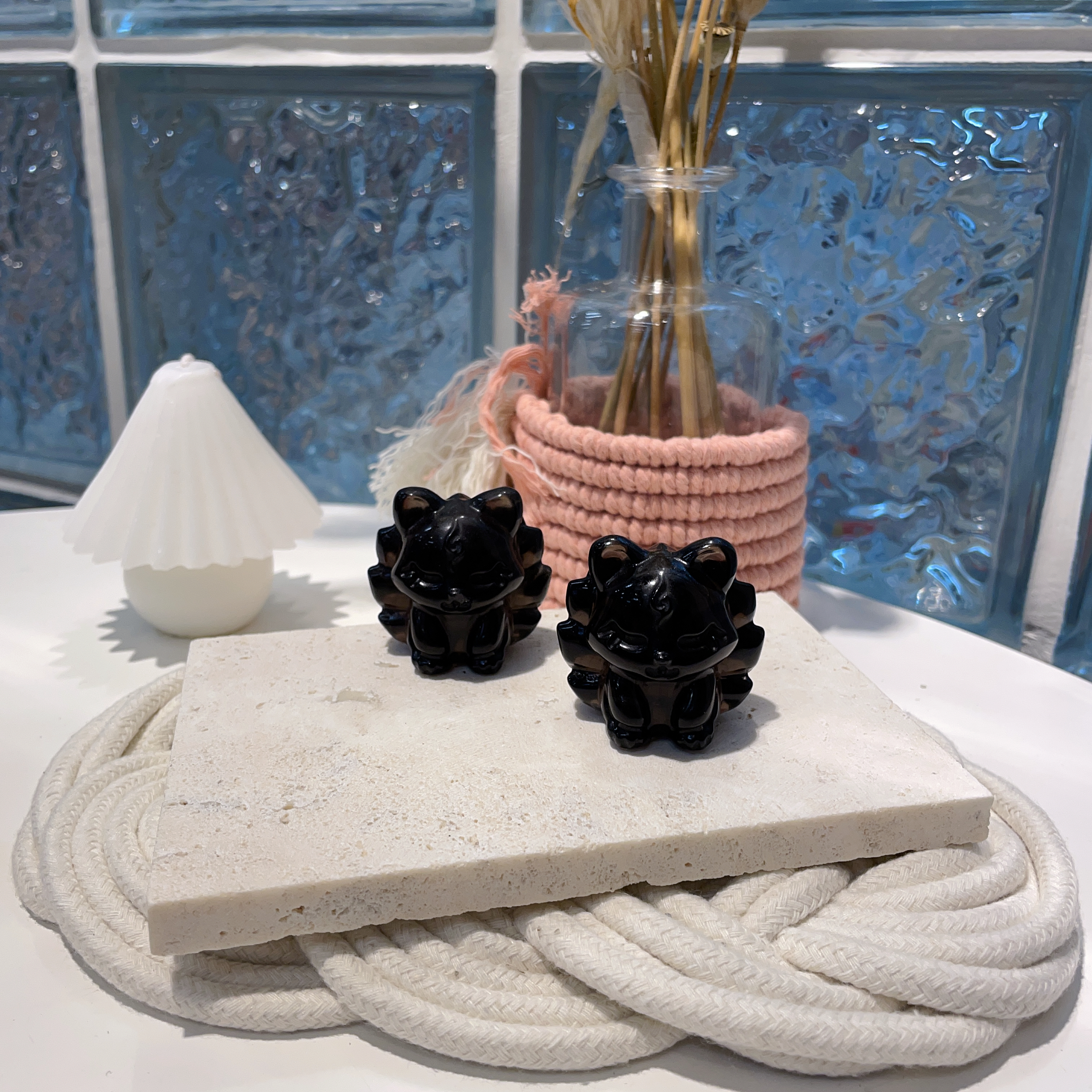 💛$120@2  鳳九九尾狐冰曜石擺件