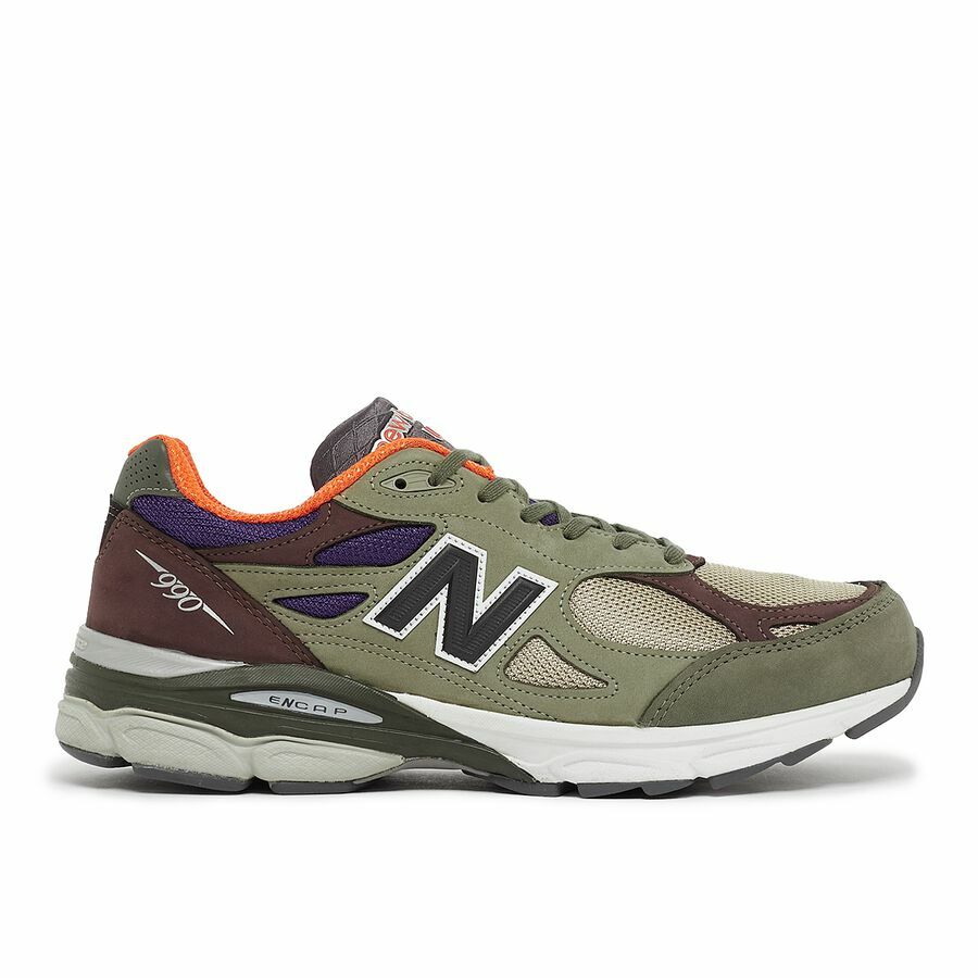 NEW BALANCE 990V3 X TEDDY SANTIS MADE IN USA OLIVE / PURPLE