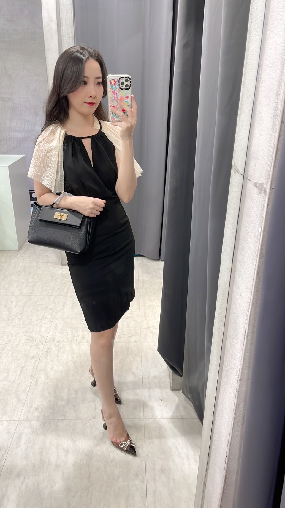 東大門雪紡拼接 深V洋裝