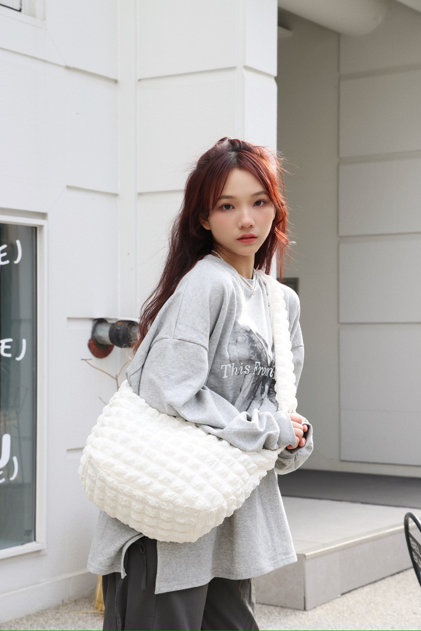 A0064｜皺皺紋細格束繩餃子袋