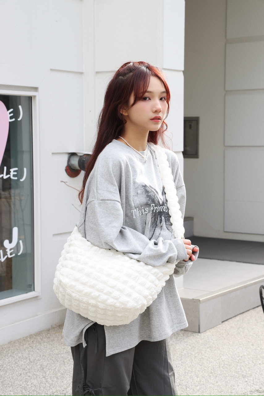 A0064｜皺皺紋細格束繩餃子袋