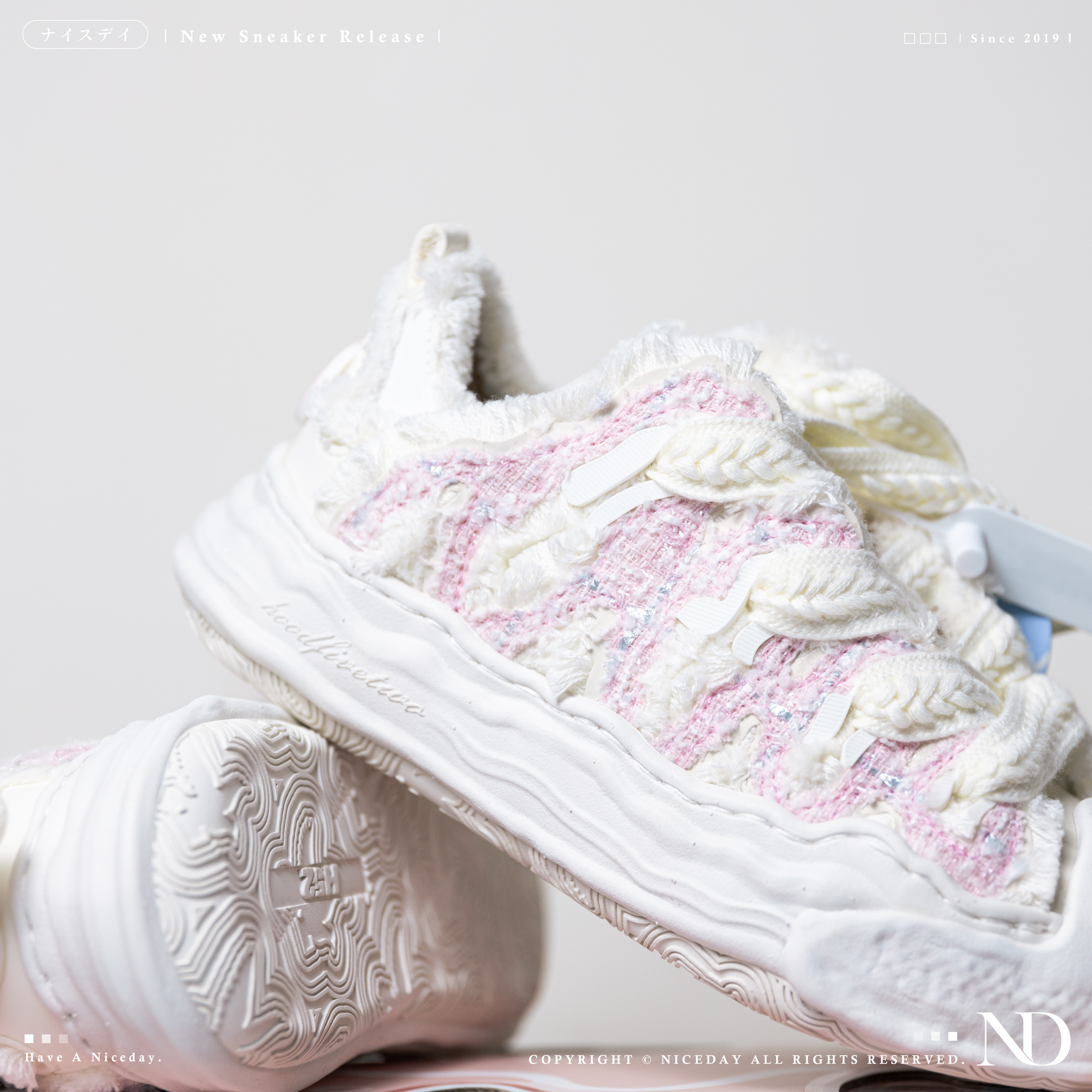 NICEDAY 調貨 H52 趙露思同款 芭比粉 粉白 開口笑 奶油鞋 解構 溶解