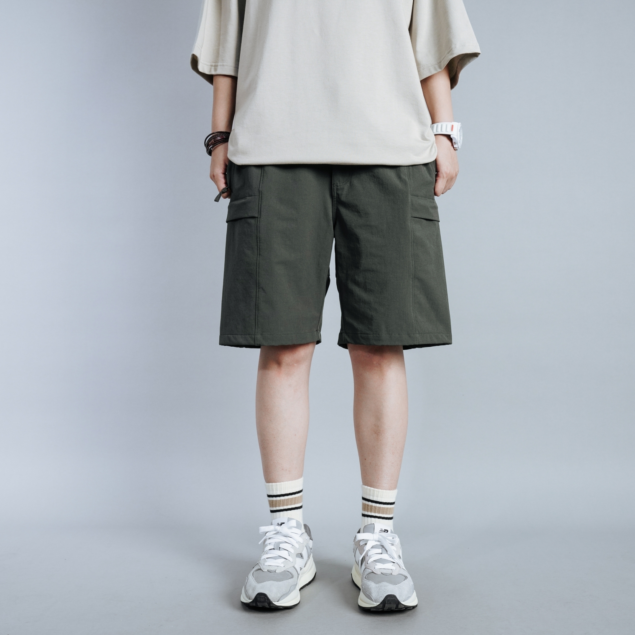 SBG 拉鍊口袋微彈休閒工裝短褲 060