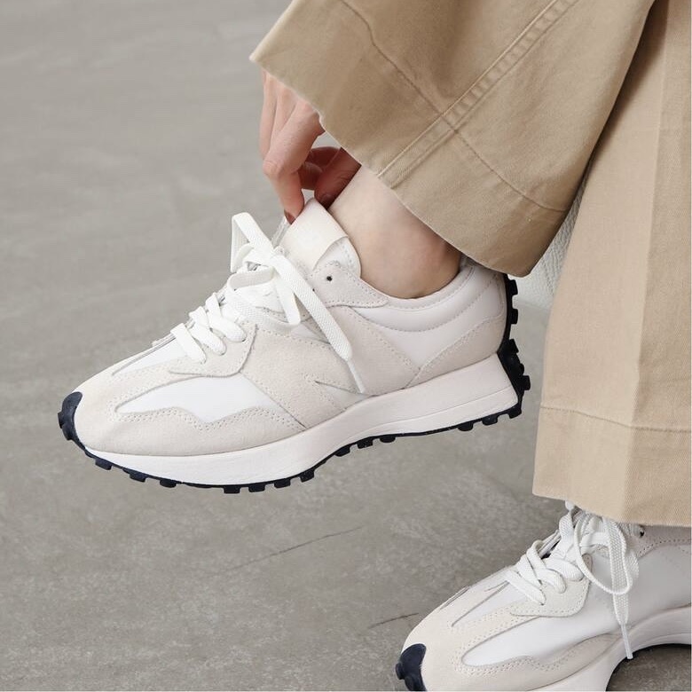 New Balance 327 杏仁牛奶 米白 麂皮 拼接 復古休閒鞋 女鞋