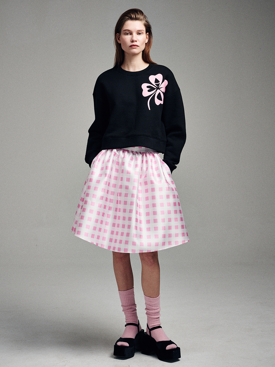 Mardi Mercredi VOLUME MIDI SKIRT MICADO GINGHAM PLAID