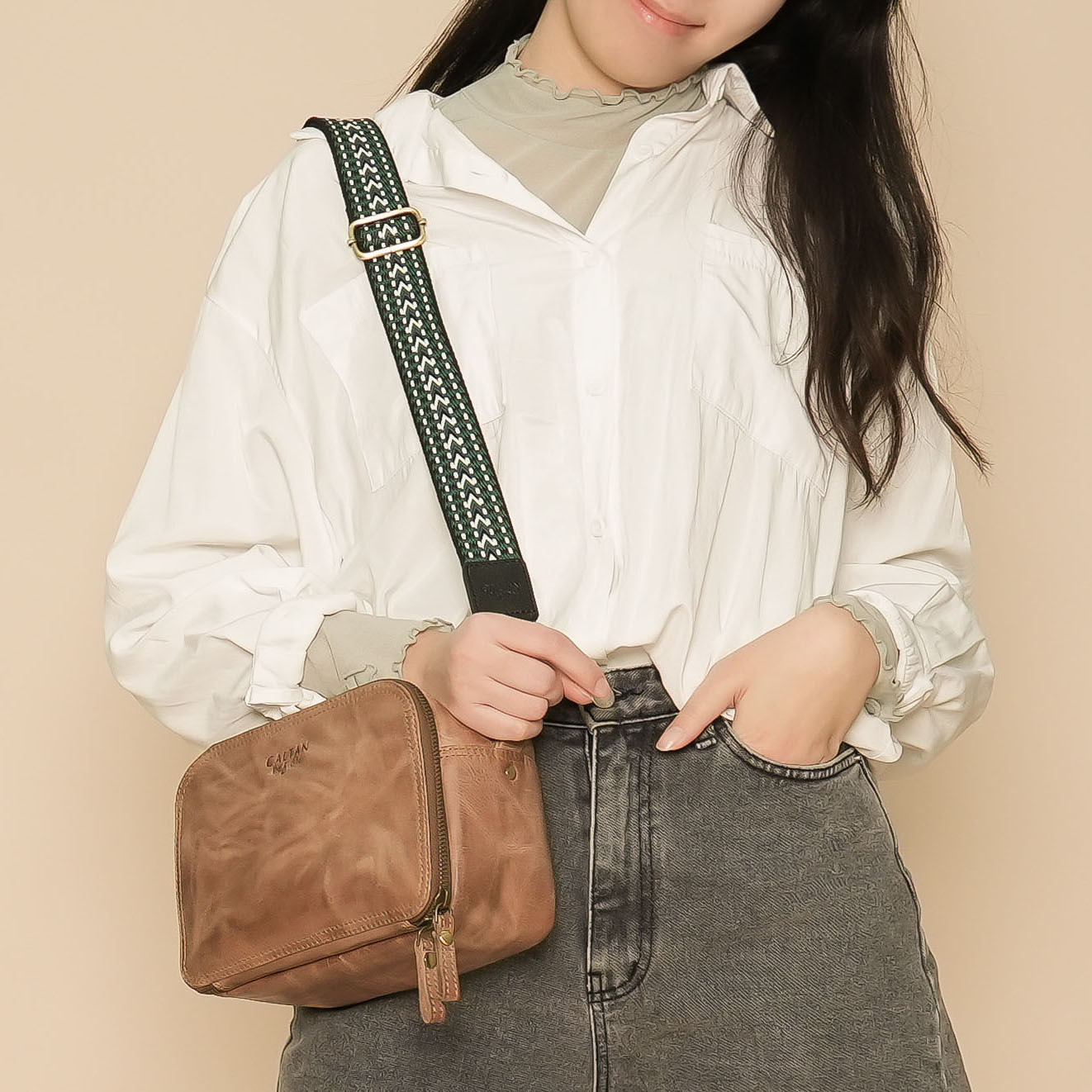 圖騰紋可拆式帆布背帶-兩色(239005.6背帶)