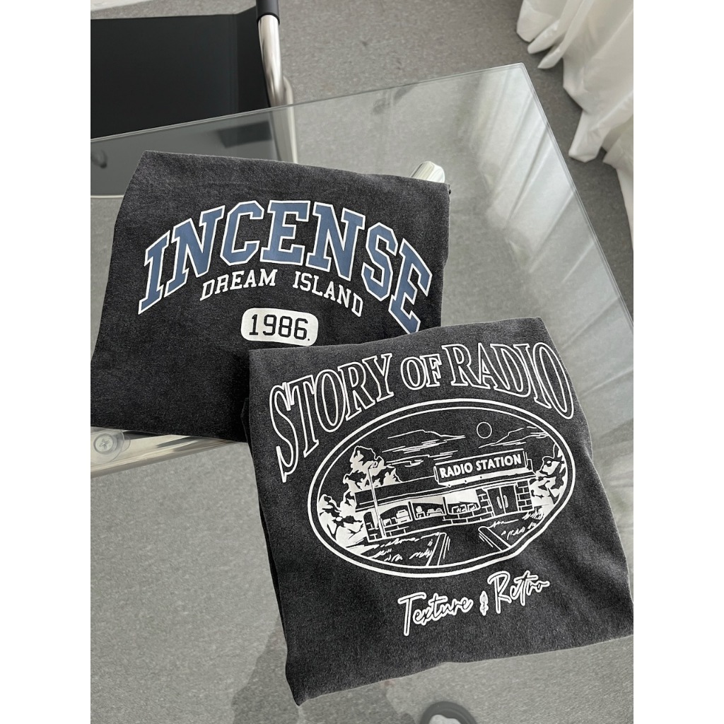 【imfine】最好看的復古刷色英文字棉T #9329