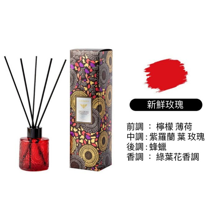 星空玻璃杯(新鮮玫瑰) 無火藤條香薰套裝100ml *附送藤條*6條