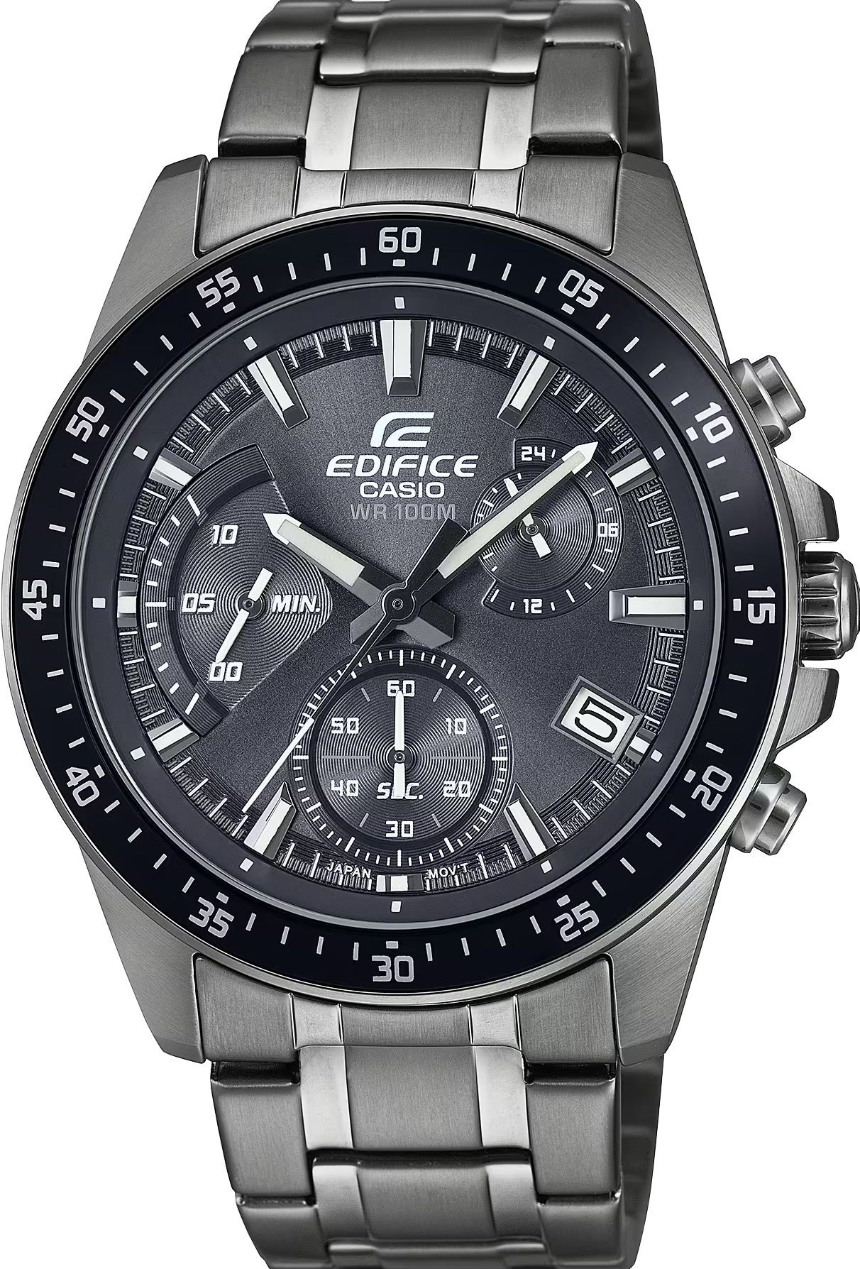 萬年鐘錶 - CASIO EDIFICE 系列  槍色款休閒三眼計時男錶 EFV-540DC-1CV 錶徑 : 43.8MM