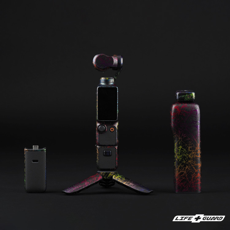 LIFE+GUARD 貼膜安裝示意，適用 DJI Osmo Pocket 3 麥克風