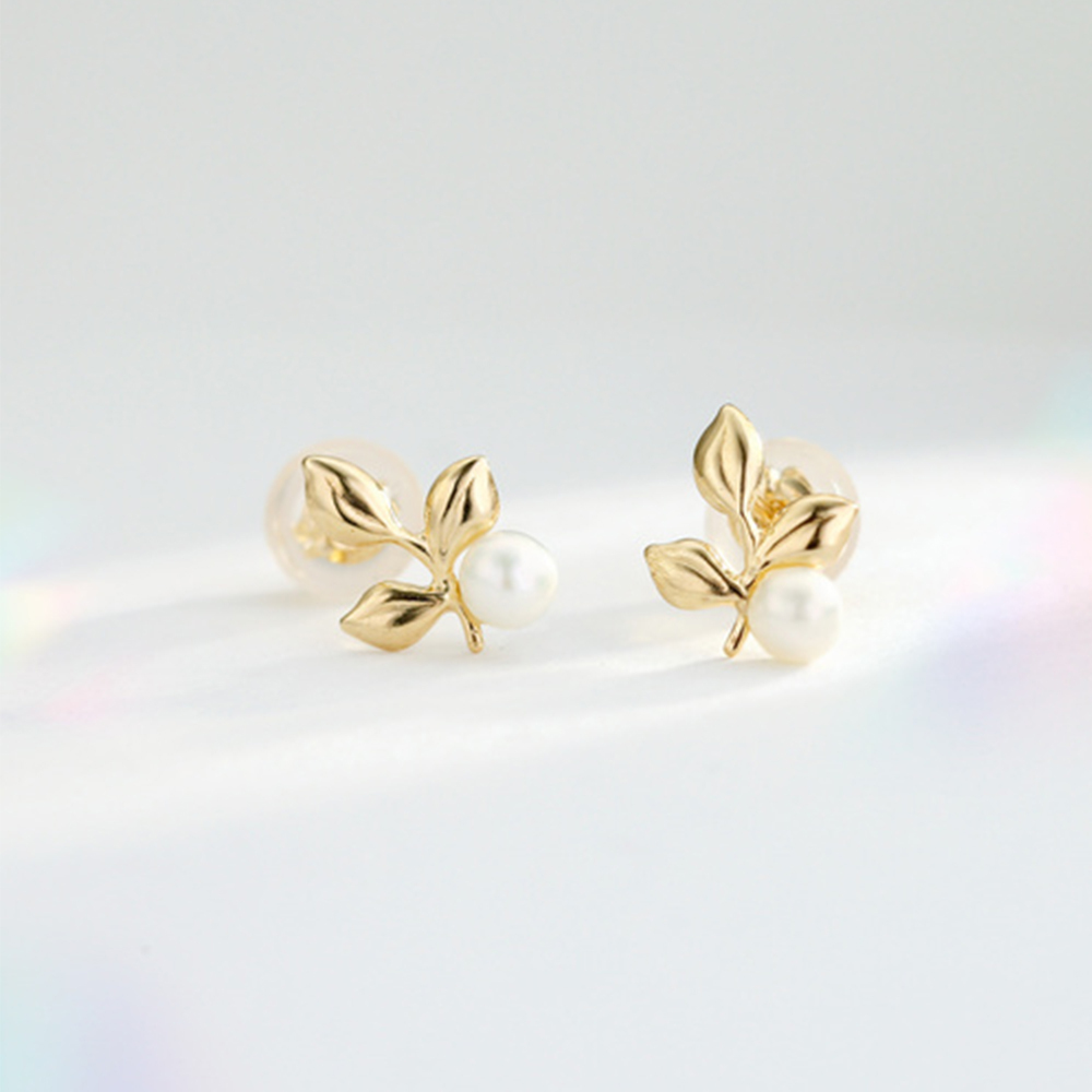 【me.luxe】K10紫藤葉珍珠耳環