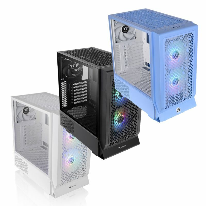 米特3C數位–Thermaltake 曜越 Ceres 330 TG ARGB 中直立式機殼 黑色/白色/繡球花藍