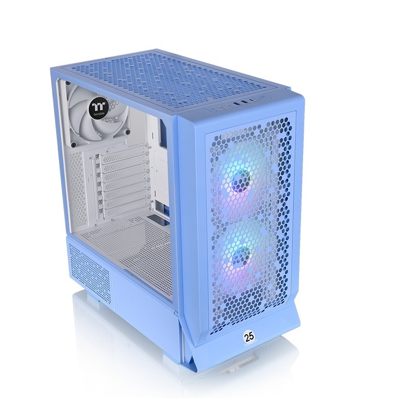 米特3C數位–Thermaltake 曜越 Ceres 330 TG ARGB 中直立式機殼 黑色/白色/繡球花藍