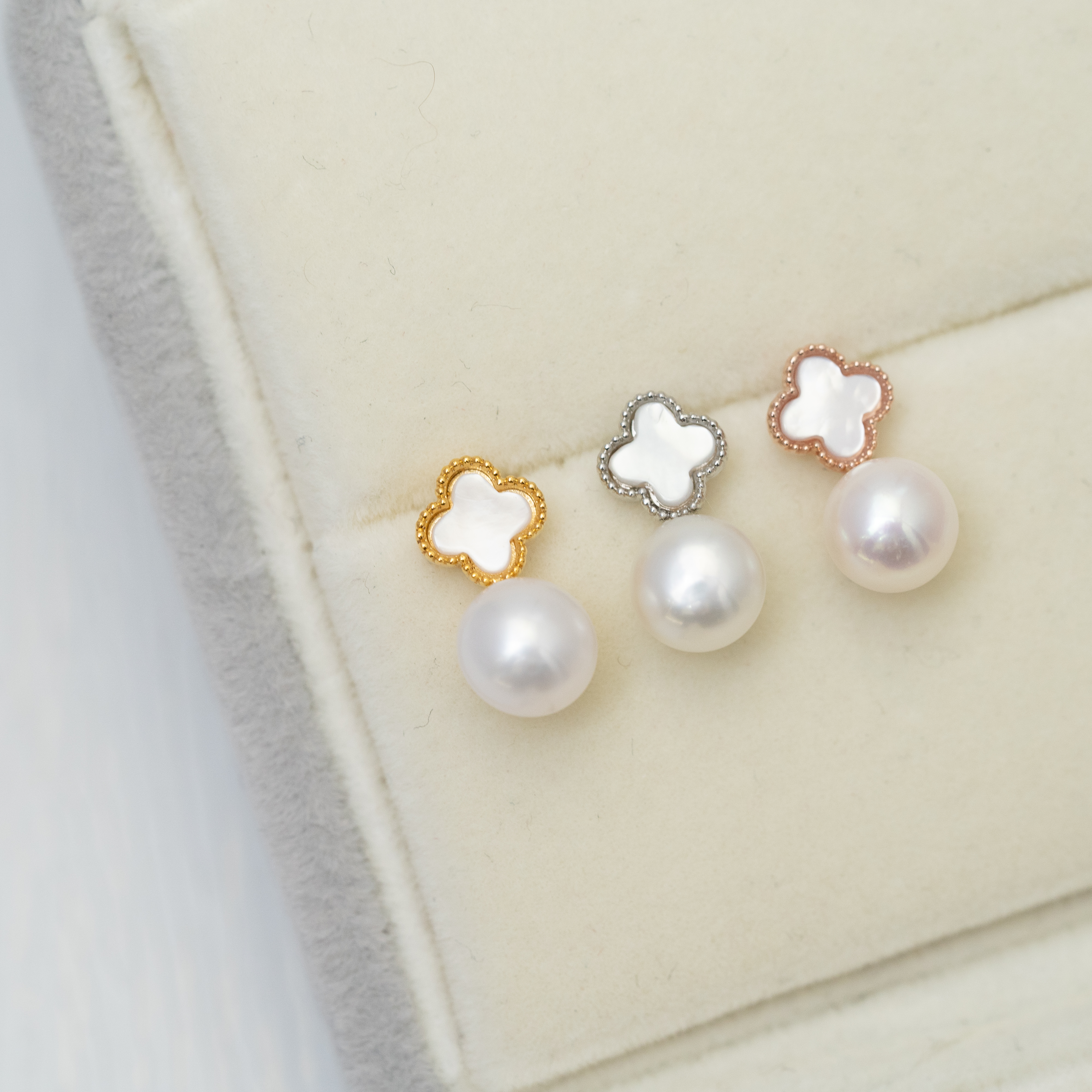 貝殼四葉花耳環