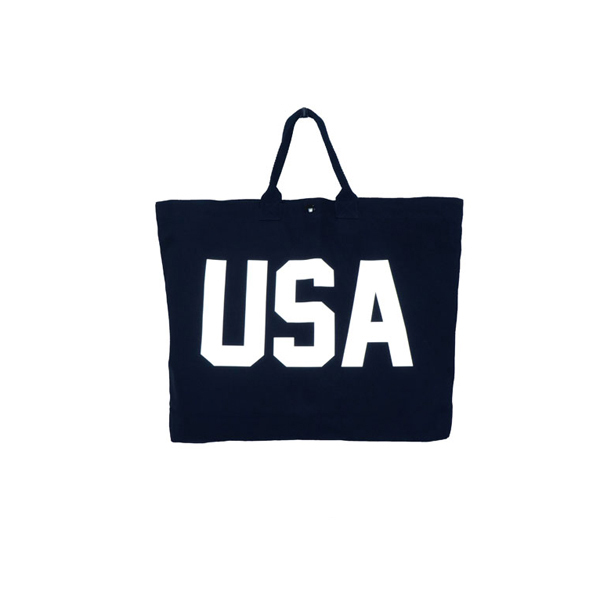 厚磅帆布托特袋∣美式字母系列 深藍色短把USA∣ALPHABETHOME