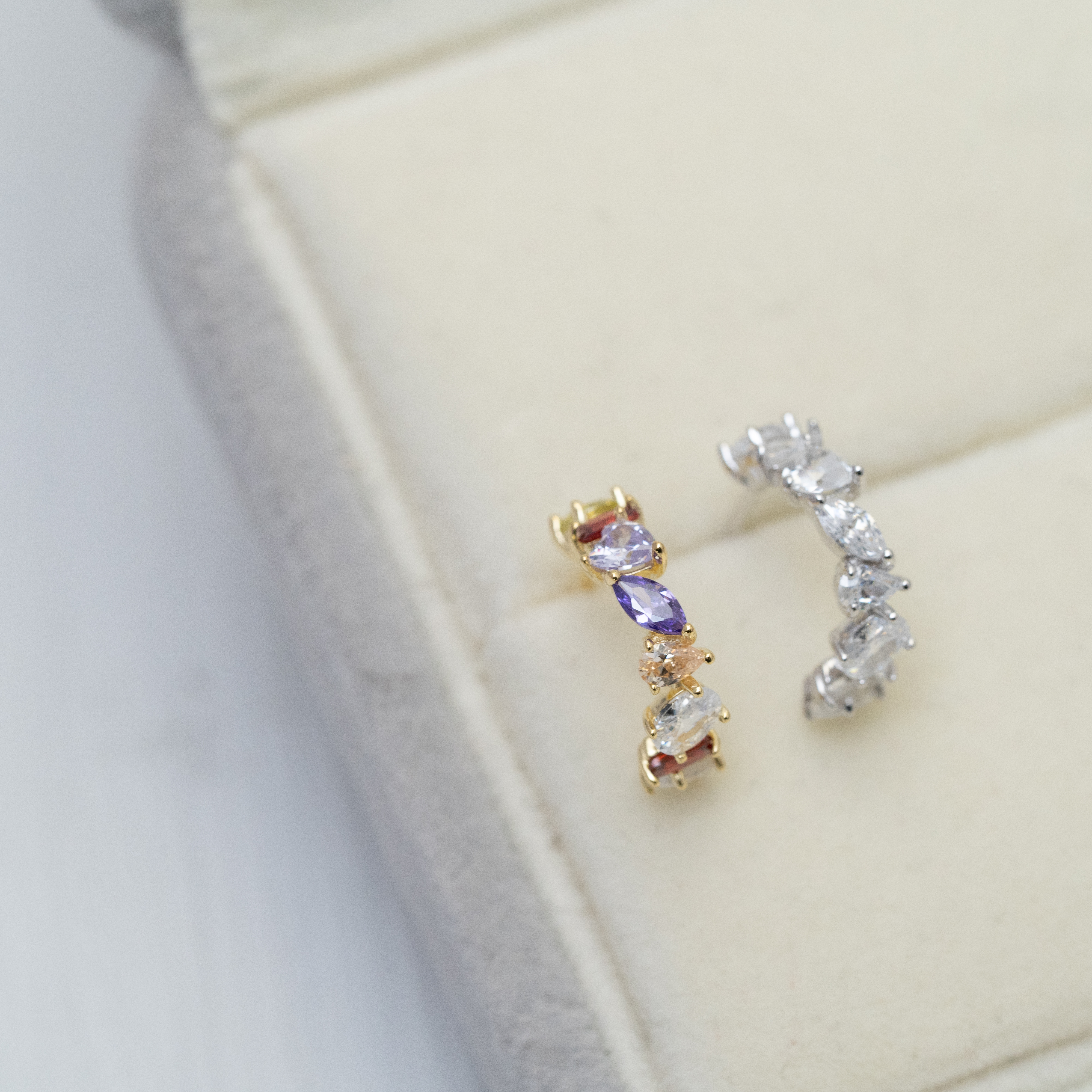 圓/方/心/欖/水滴/橢圓半圈閃石耳環