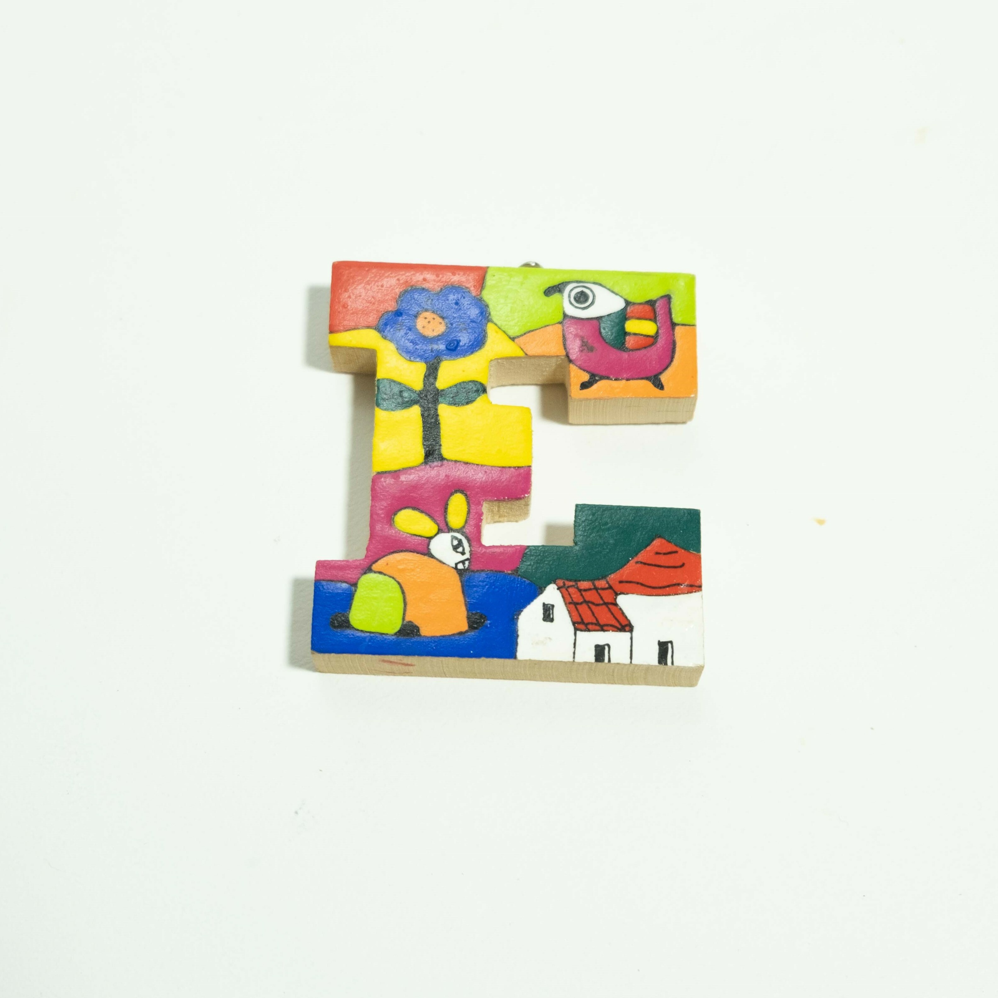 彩繪木雕｜手刻字母 E｜薩爾瓦多