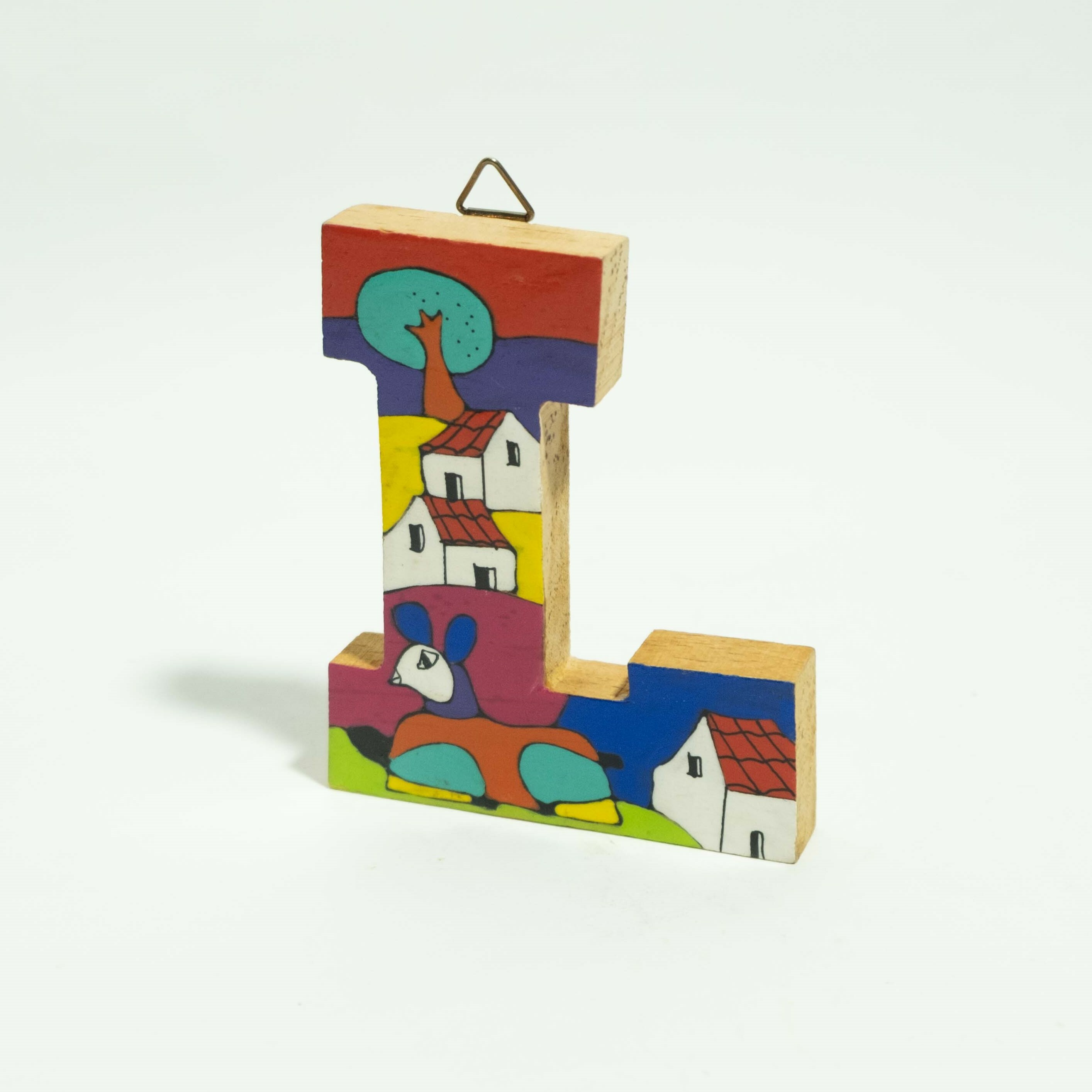 彩繪木雕｜手刻字母 L｜薩爾瓦多