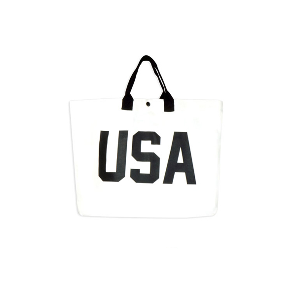 厚磅帆布托特袋∣美式字母系列 白色短把USA∣ALPHABETHOME