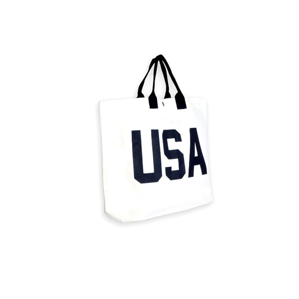 厚磅帆布托特袋∣美式字母系列 白色短把USA∣ALPHABETHOME