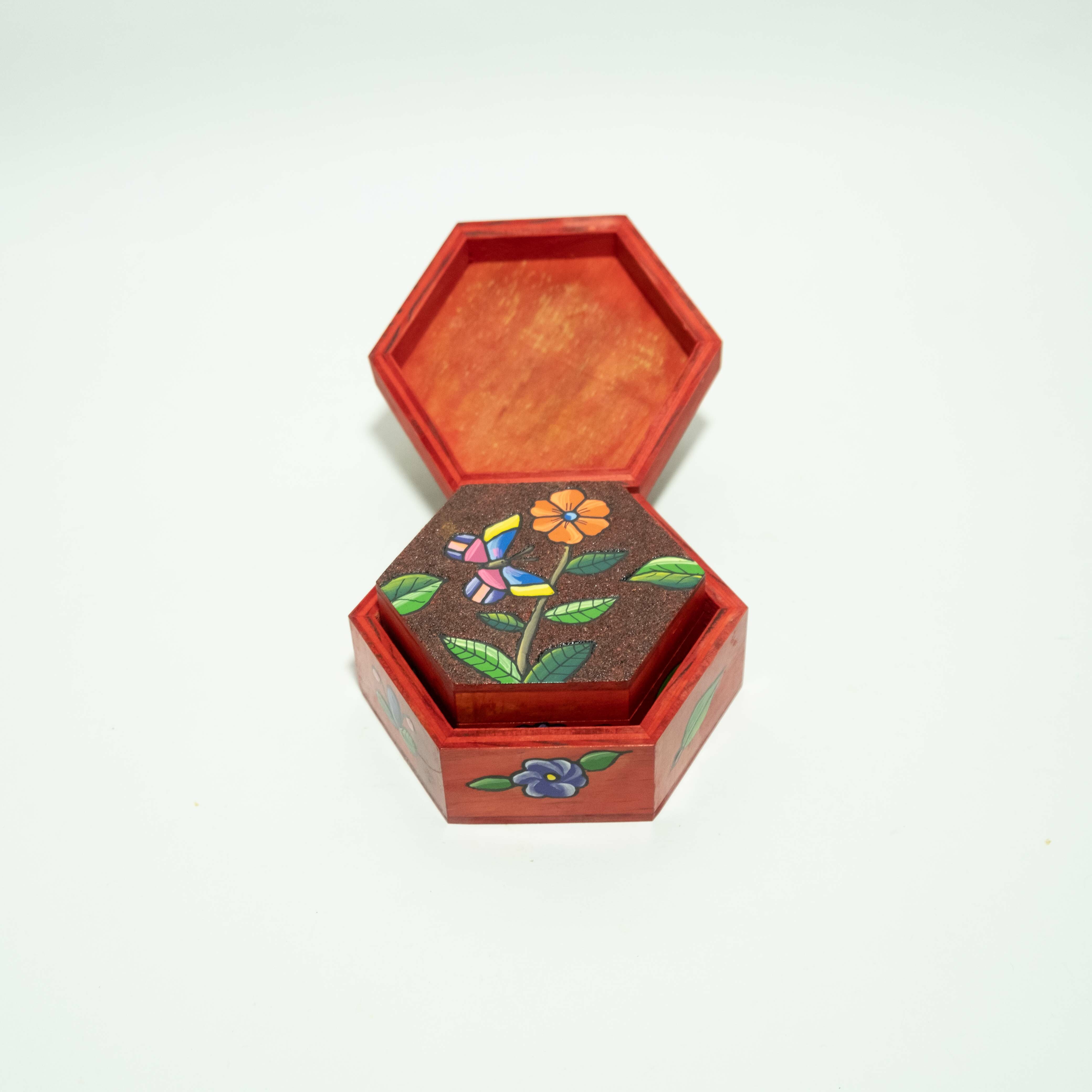 彩繪木雕｜盒中盒 - 舞蝶｜薩爾瓦多