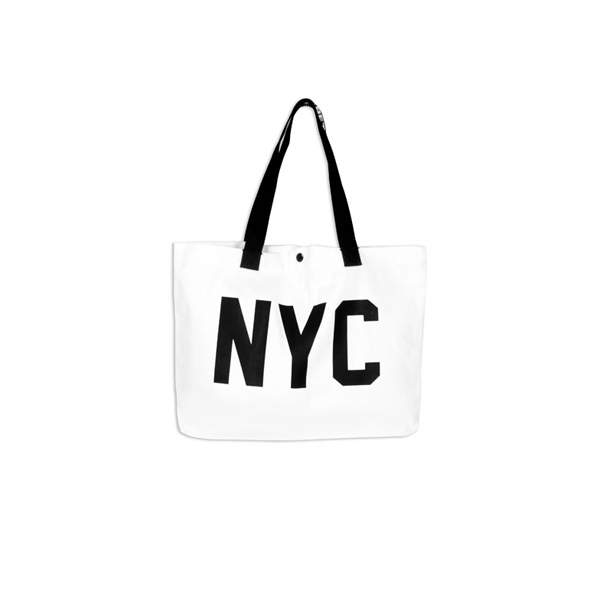 厚磅帆布托特袋∣美式字母系列 白色長把NYC∣ALPHABETHOME