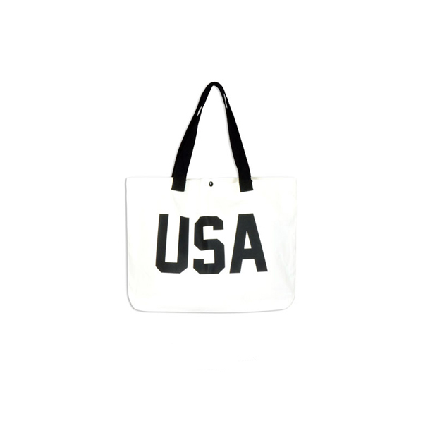 厚磅帆布托特袋∣美式字母系列 白色長把USA∣ALPHABETHOME